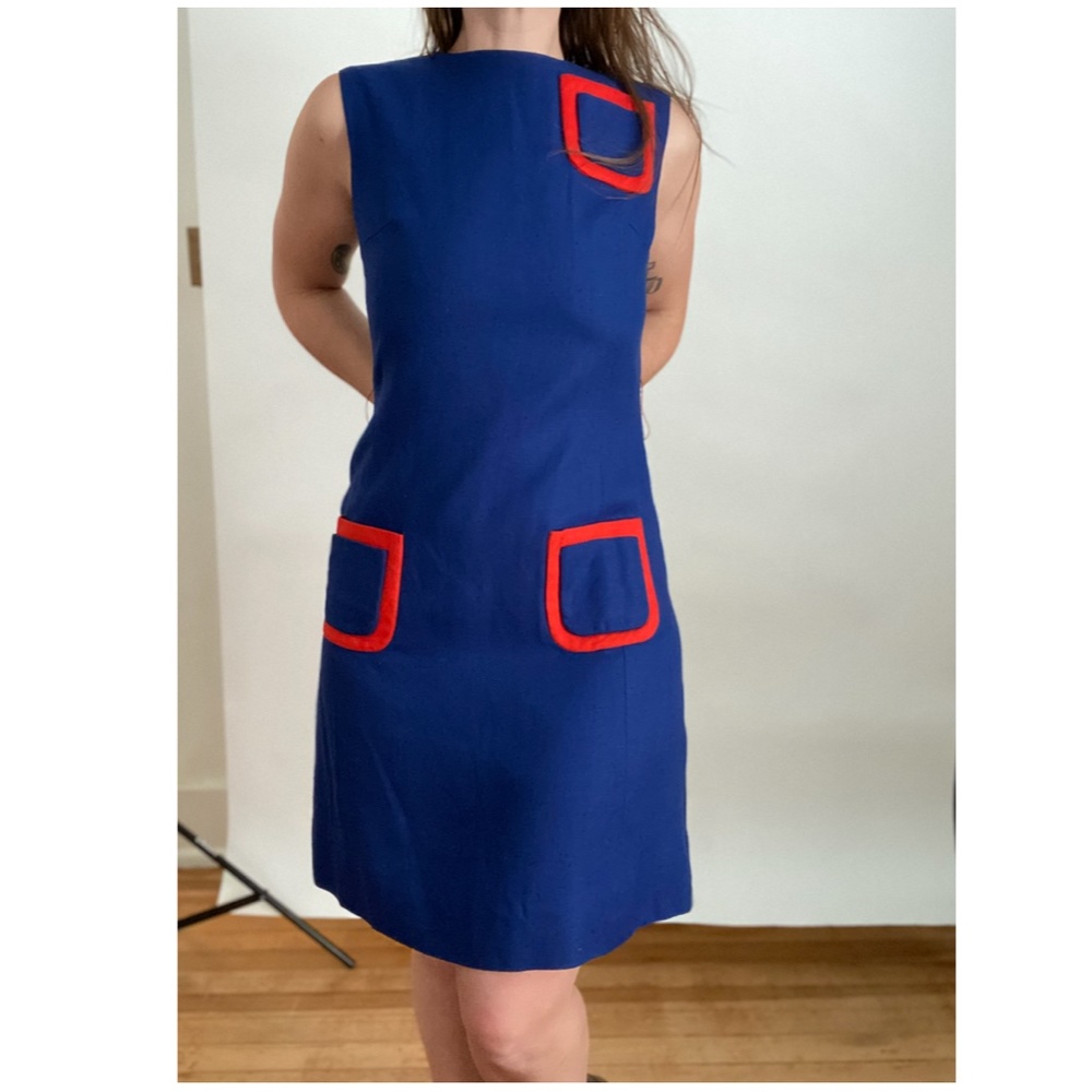 Vintage 70's Leslie Fay Red and Blue Dress 💙❤️💙